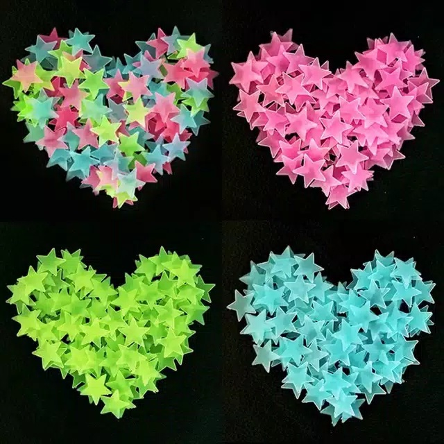 100pcs Stiker BINTANG Glow In The Dark