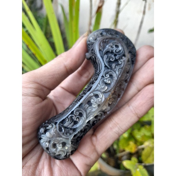 deder keris solo tanduk bule | gagang keris | hulu keris | handle keris gg GG antik ukiran top