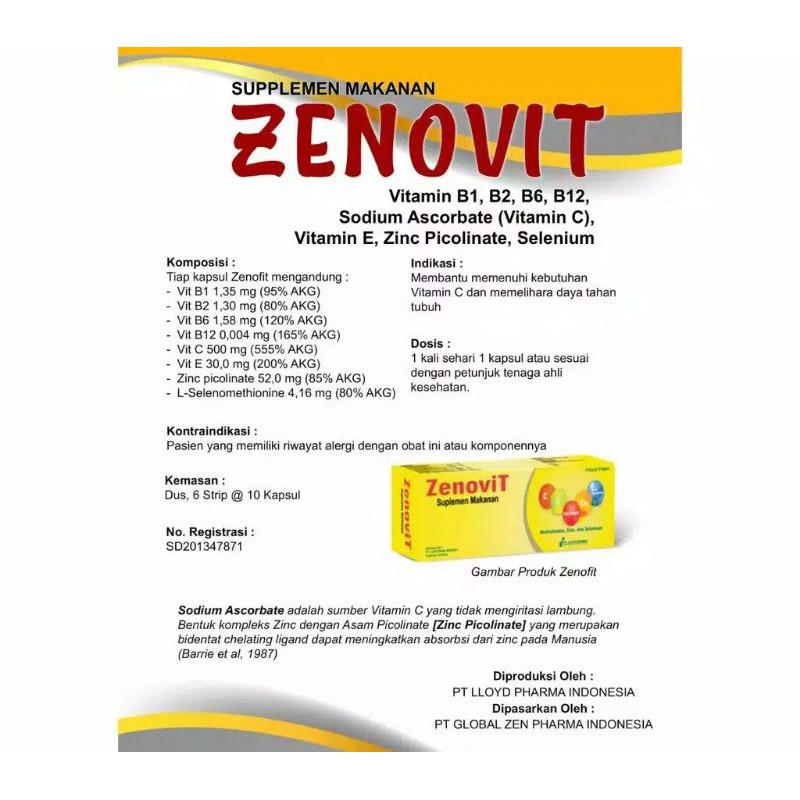 ZENOVIT Multivitamin dan Zinc Isi 60 Kapsul