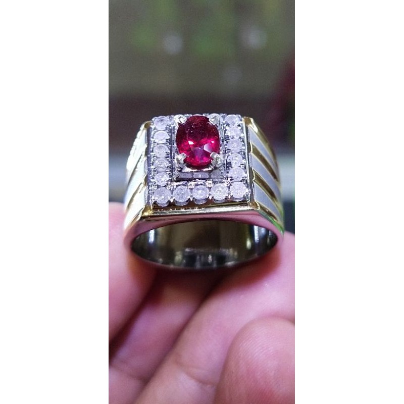 cincin berlian batu merah ruby