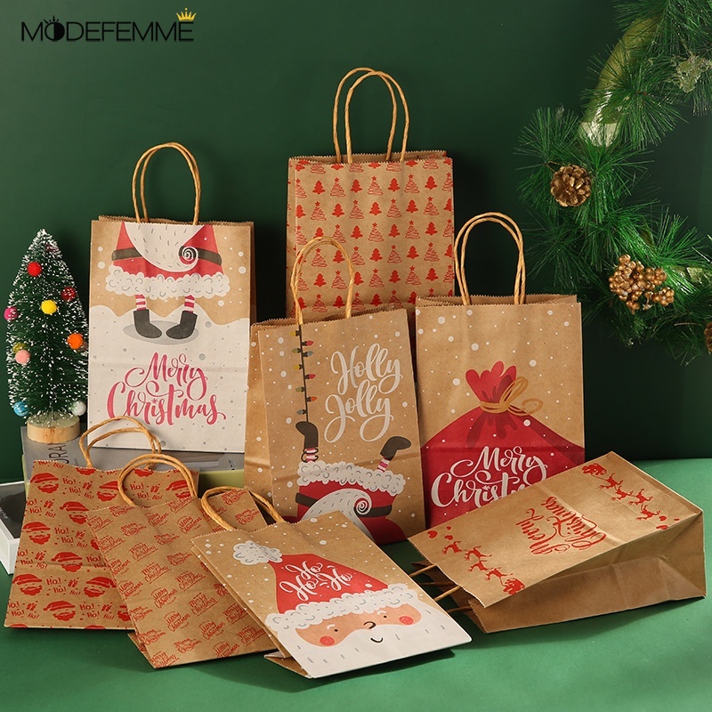 Tas Hadiah Seri Natal Bahan Kertas Kraft Untuk Dekorasi Rumah / Kamar Tidur / Pesta Pernikahan