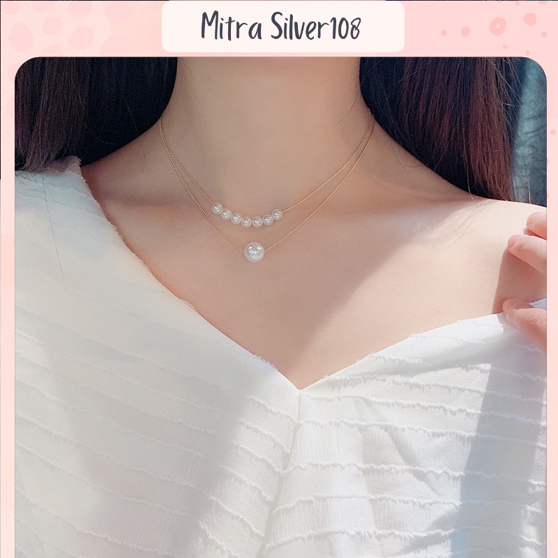 [MS108] NL 08 - Evelyn Pearl Korean Necklace Kalung Korea Mutiara Double Layer Dua Lapis Multilayer