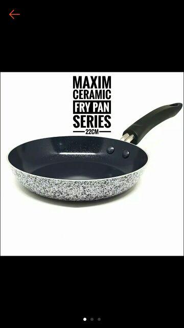 Maxim Frying Pan Keramik Tanpa Minyak 22cm | Wajan Anti Gores | Penggorengan Anti Lengket | Teplon