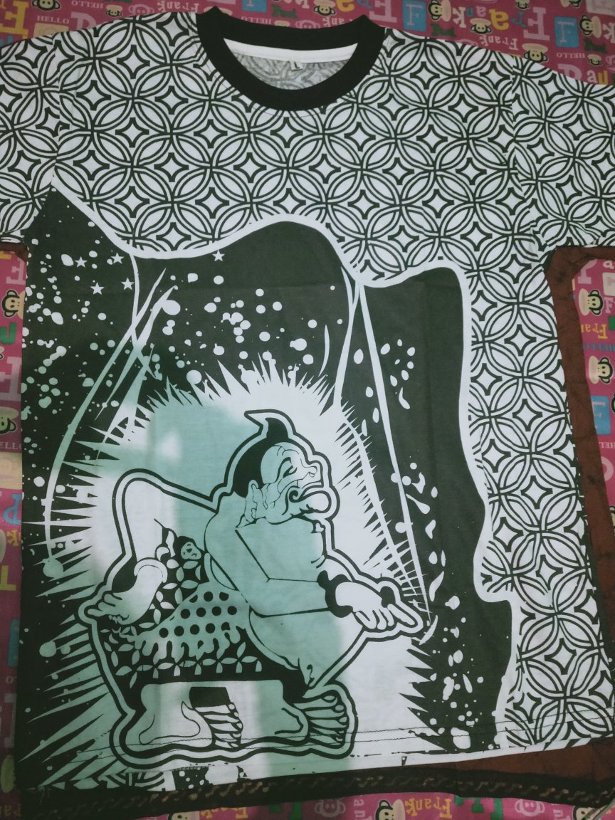 Kaos Batik Pria - Atasan Kaos Print Monocrom - Seni Motif Classic Katun