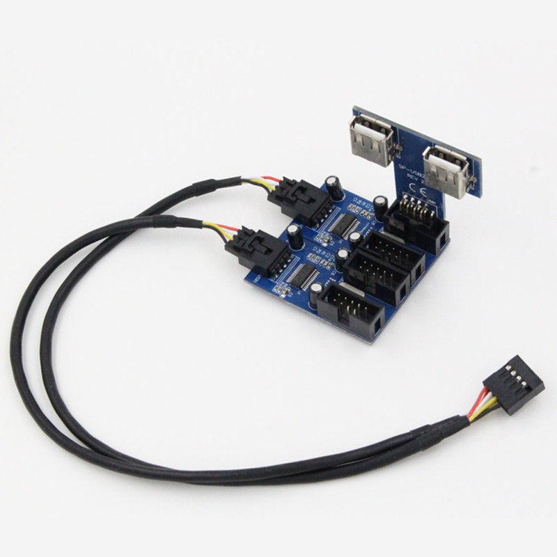 Btsg Motherboard Usb 2.0 9-pin Kabel Ekstensi Satu Ke Empat/One-to-Two Desktop Circuit Board Splitter Connector Adapter P