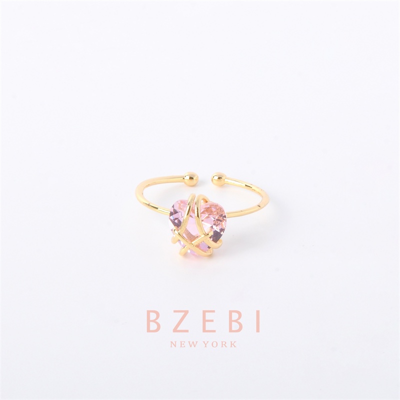 Bzebi Cincin Emas Barbie Diamond Castle 18k Bentuk Hati Pink 916 Dapat Disesuaikan Dengan Kotak Eksklusif 406r-1