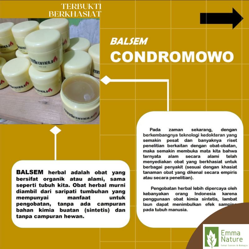 Hot Balm Condromowo Balsem Terapi Syaraf, Balsem 100% Organik, Balsem Terapi Panas Tidak Dingin