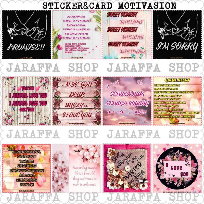 

JRA STICKER STIKER MOTIVASI KARTU UCAPAN MOTIVASI UNTUK HIASAN BOX KADO HAMPERS HADIAH STIKER MURAH