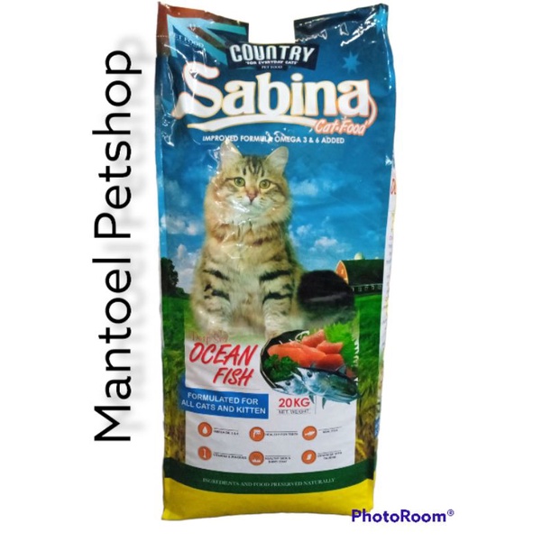 Grab Gojek Sabina Cat Premium 20kg/  Makanan Kucing Onceanfish Catfood 20kg