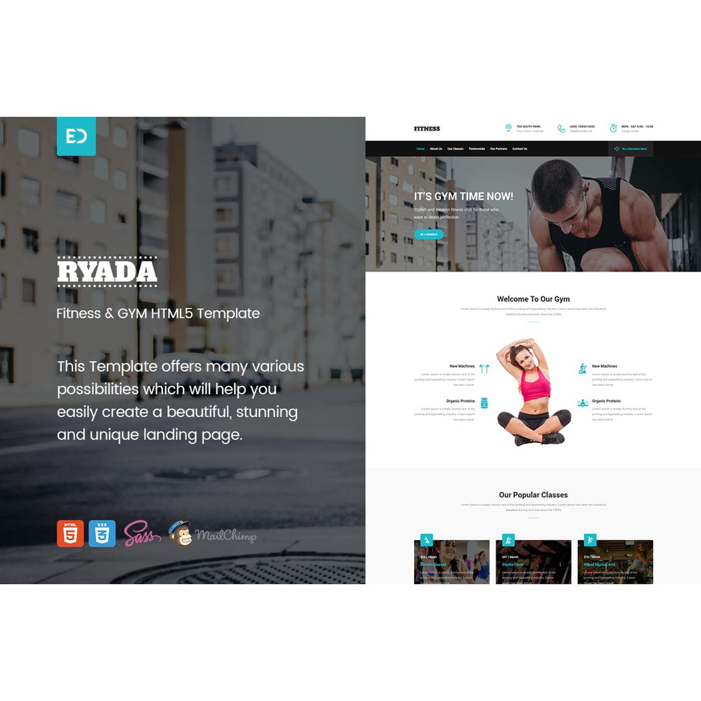 Landing Page - Ryada Fitness & GYM HTML Landing Page Template