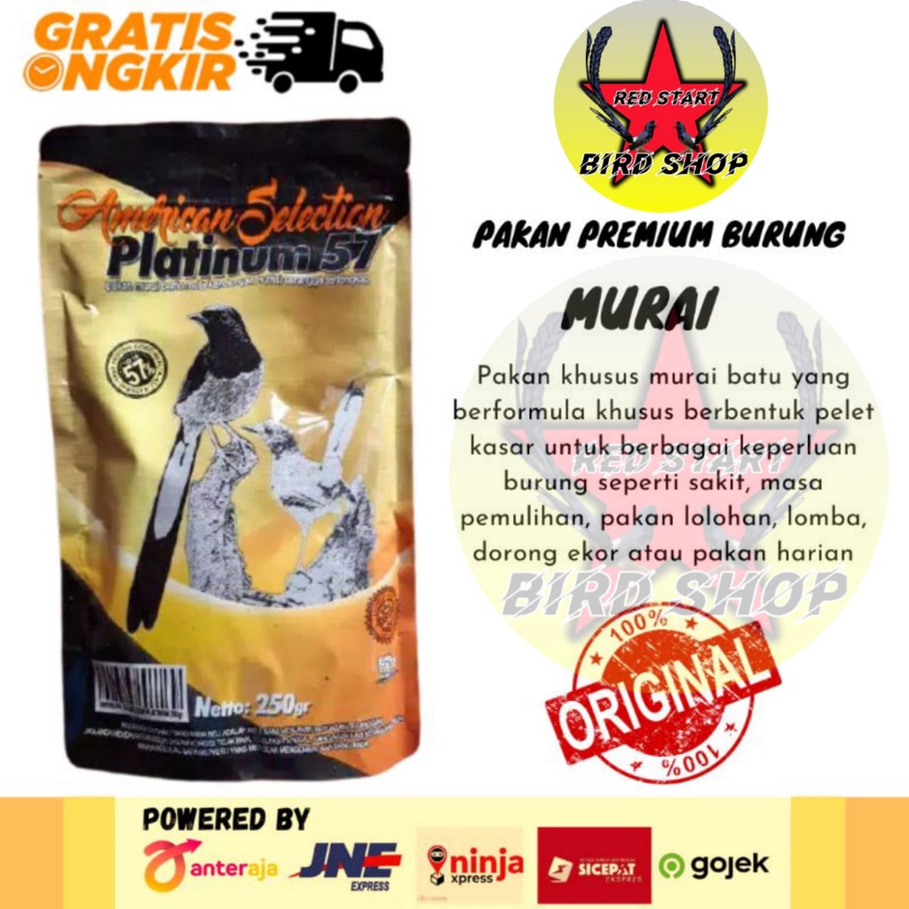 AMS PLATINUM 57 AMERICAN SELECTION 250 GRAM PAKAN BURUNG MEMPERPANJANG BULU EKOR MURAI