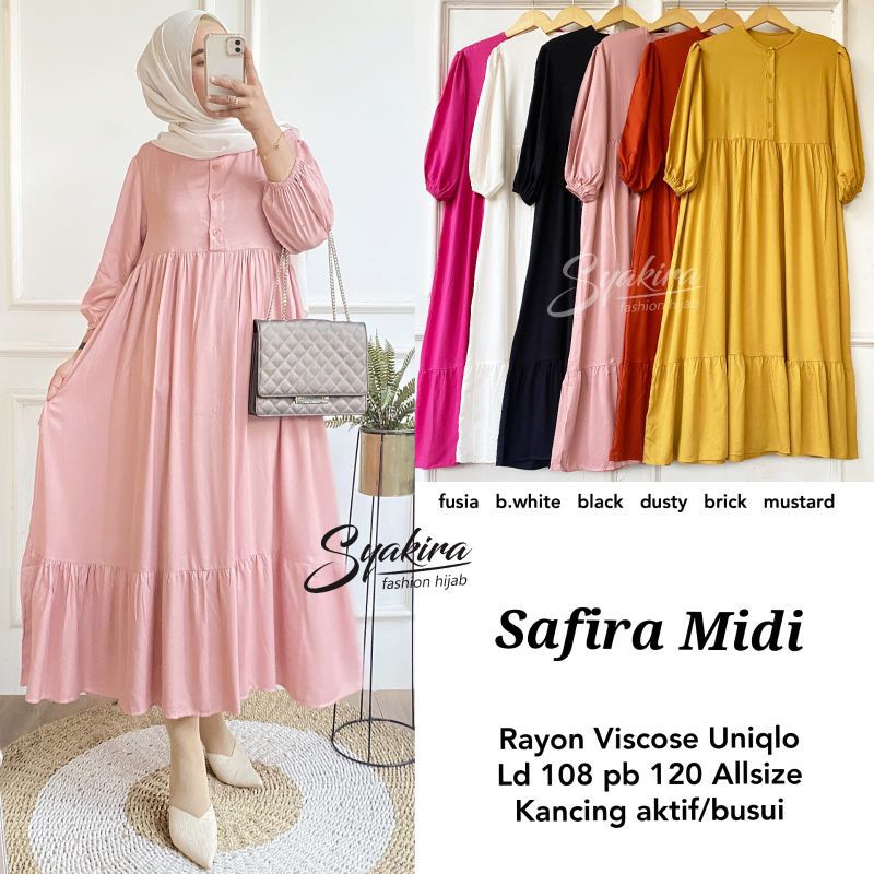 gamis polos safira midi rayon twill uniqlo cod