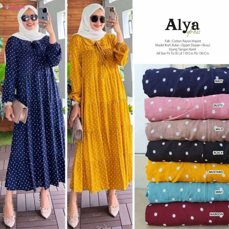 Gamis polka Alya maxy dress