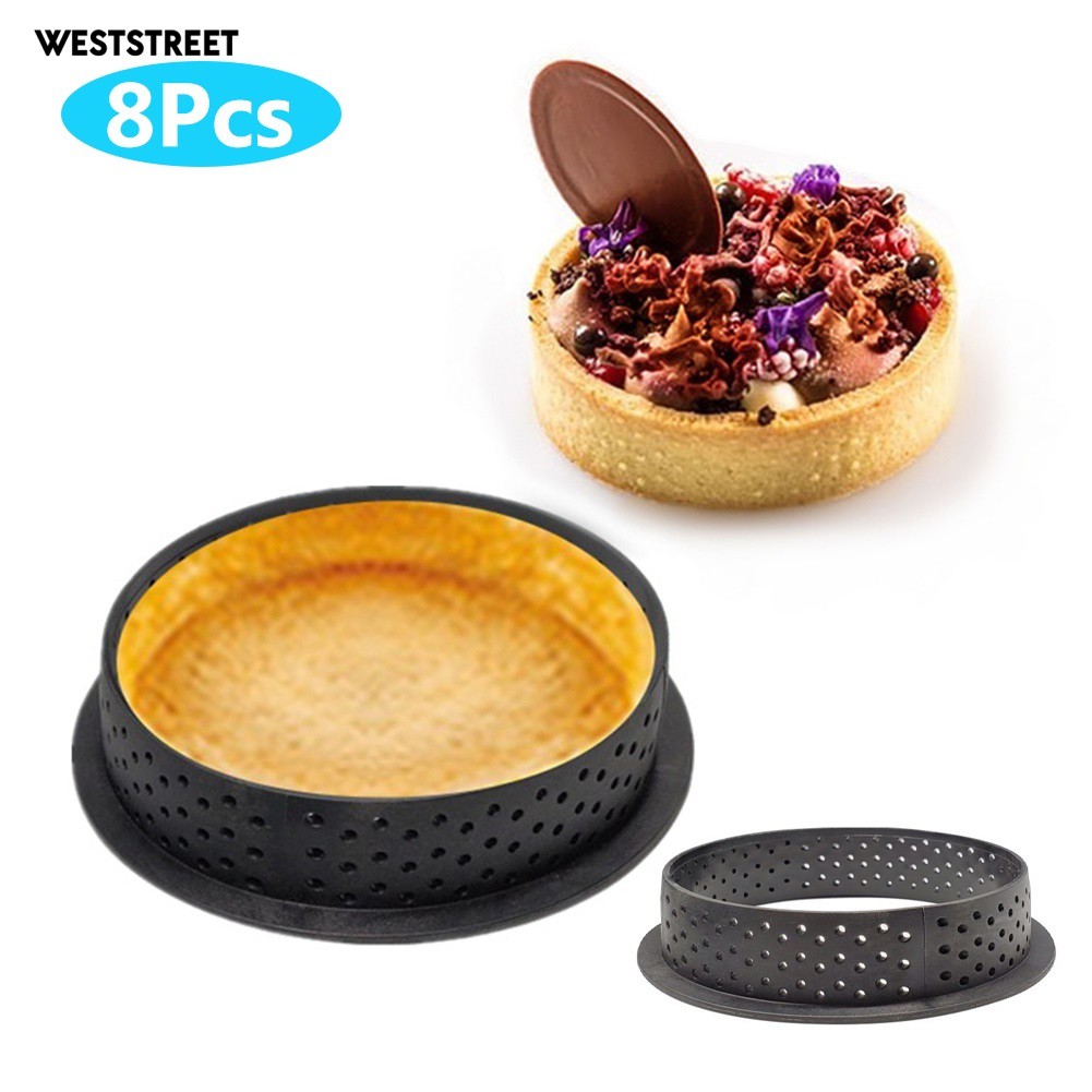 Weststreet 8pcs Silicone Round Mousse Tarts Rings Dessert Cutter Cake Molds Decorating Tool