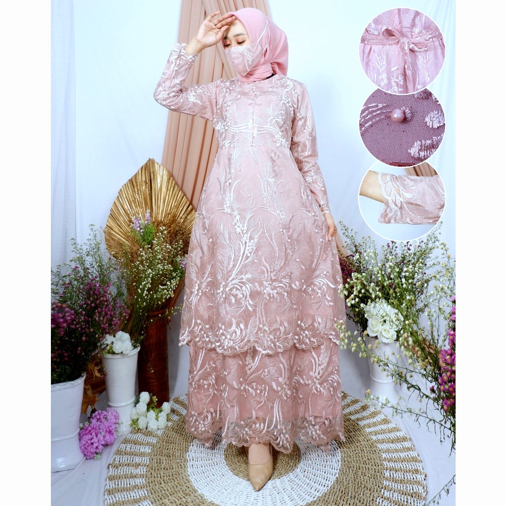 GAMIS MAXI CANTIK SOFIA/SIZE M/L/XL/XXL/XXXL/GAMIS TERBARU SERAGAM TERMURAH/GAMIS BRUKAT TILE PESTA/DRESS KONDANGAN MUSLIM/GAMIS REMAJA/