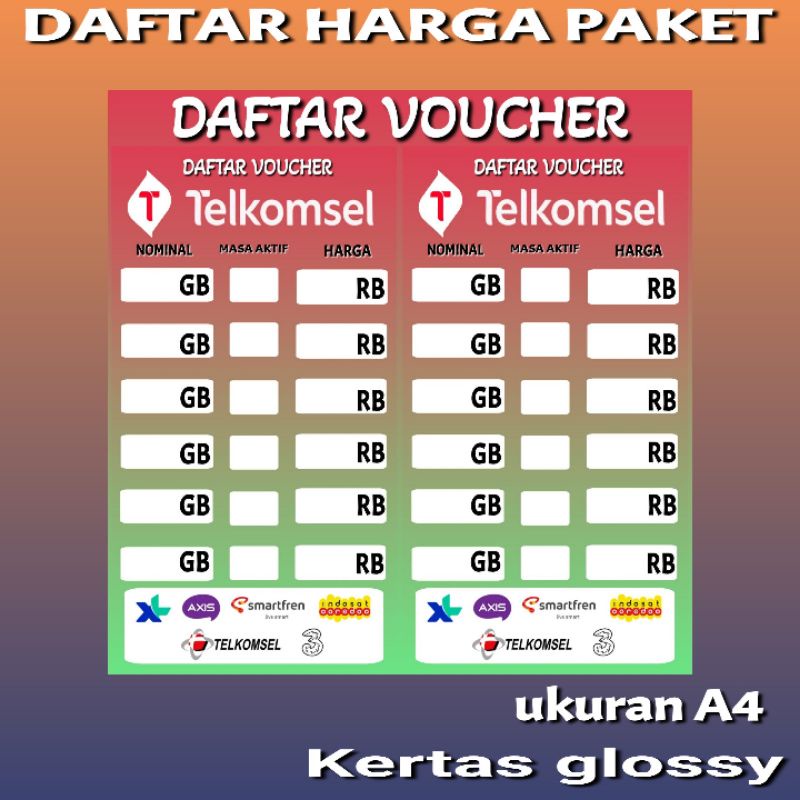 

DAFTAR HARGA PAKET DATA KONTER DAN PHONCEL M4