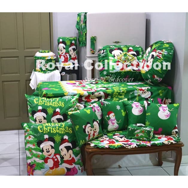 Dijual HOMESET  SET SBK  TAPLAK MEJA  GKM MICKEY NATAL HIJAU Diskon