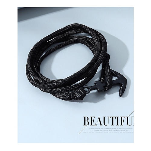 LRC Gelang Tangan Set Fashion Black Beaded Anchor Woven Mens Y65210