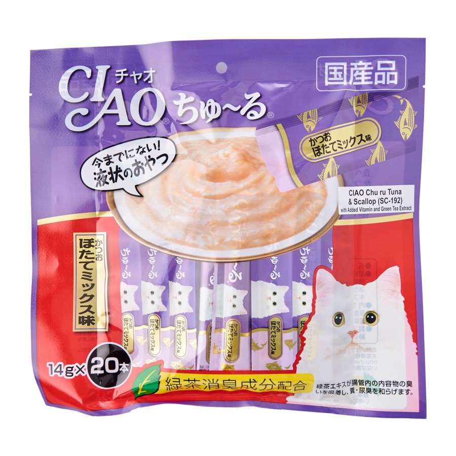 CIAO SNACK KUCING 20PCS CIAO CHU RU TUNA & SCALLOP (SC-192) CREAMY