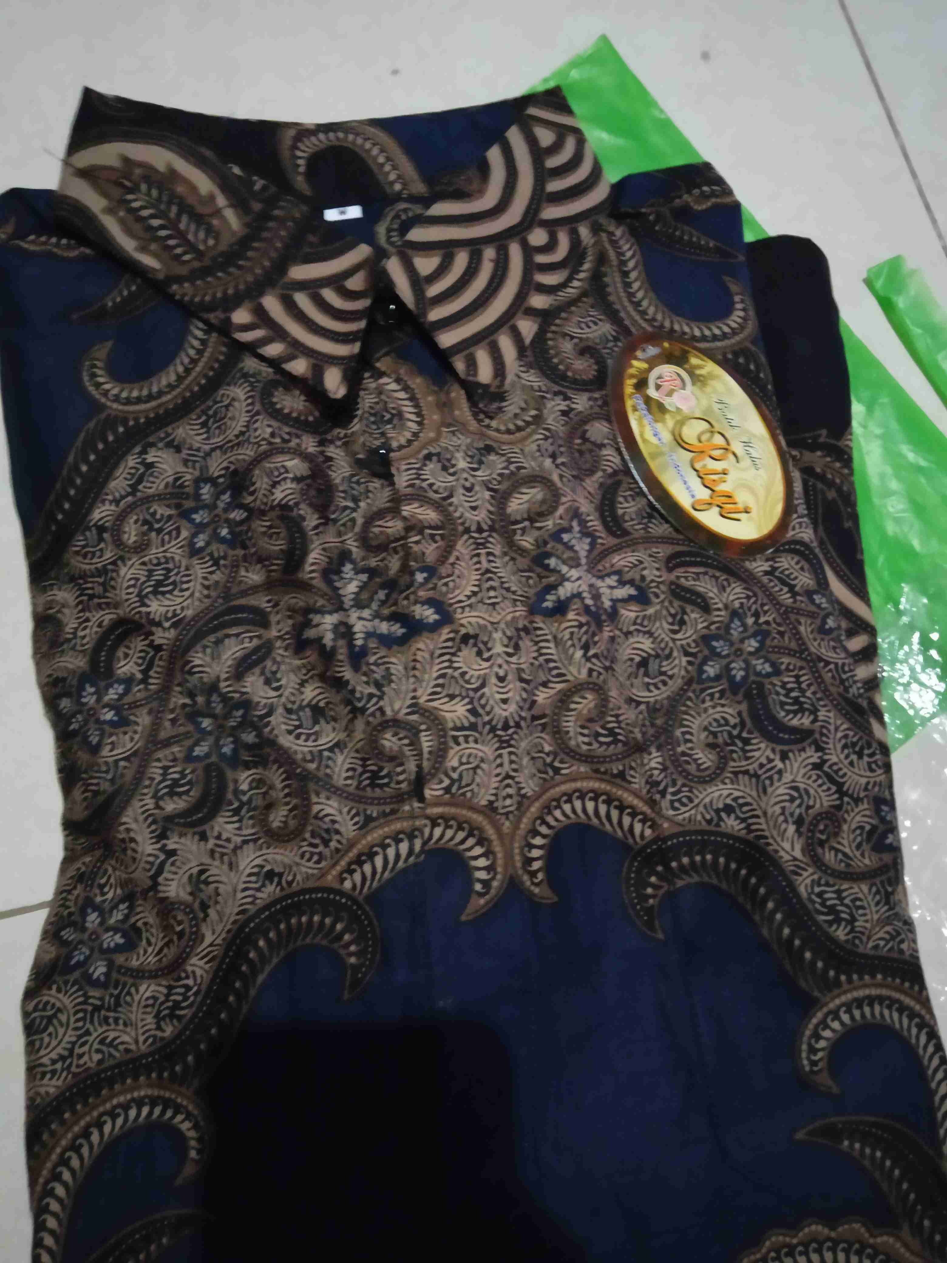 Kemeja Batik Pria Lengan Panjang Size M L Xl Xxl  Bswart Batik Hrb026 Kenongo Hem Panjang Padi.