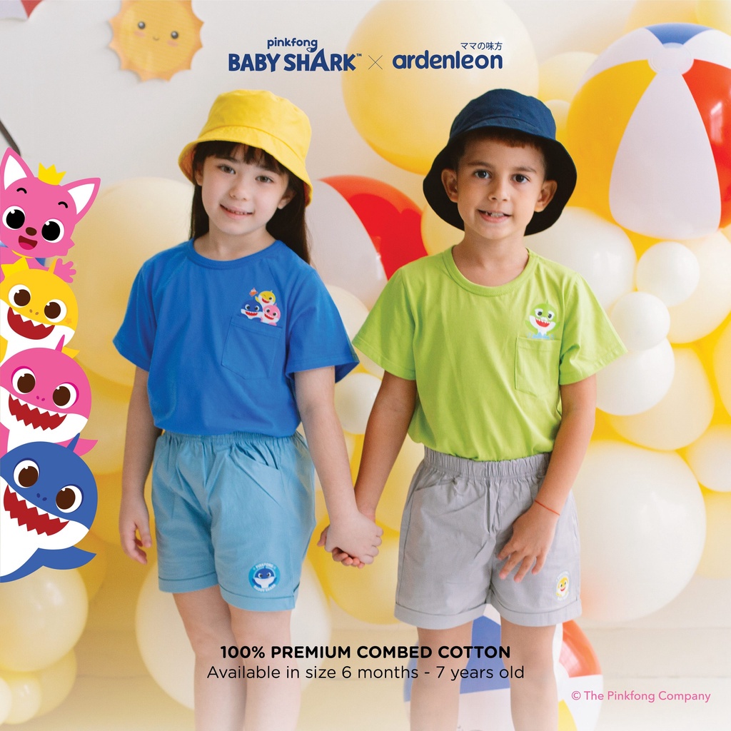 Baju Bayi Kaos Oblong Atasan Anak T-Shirt Ardenleon Pinkfong Baby Shark Pocket 6 12 Bulan 1-4 Tahun