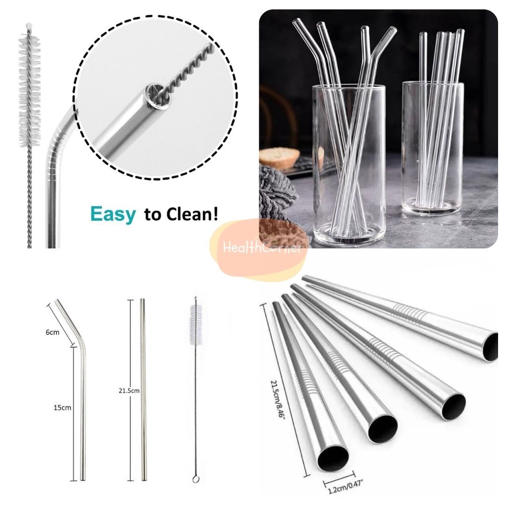 Stainless Steel Straw Silver / Sedotan Besi / Straw Brush / Sedotan Stainless