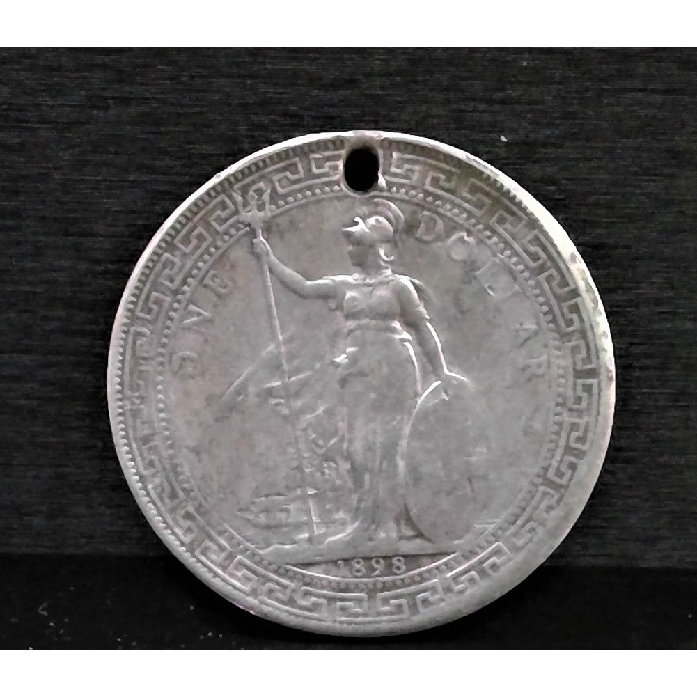 Koin Perak 1 Dollar British Trade Dollar 1898