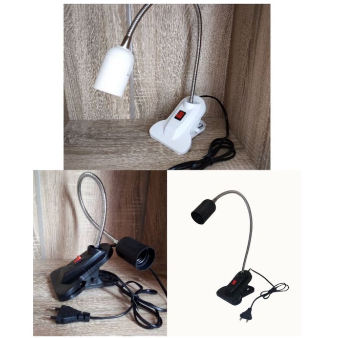 Lampu Meja Belajar Flexible Jepit Lampu Kerja Lampu Reptil 108H Fitting E27(putih/hitam)