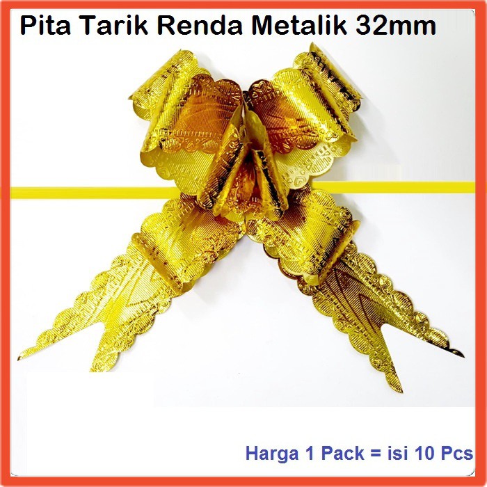 

Pita Serut Sedang Renda Metalik 32mm 1 Pack isi 10 Pcs untuk Souvenir