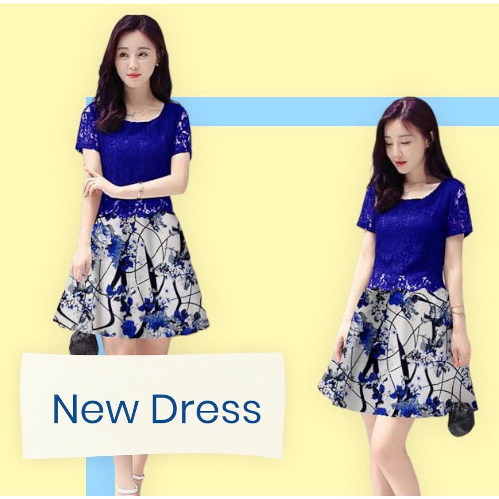 Dress Pesta Wanita Dress Kondangan Brukat Party Casual Dress Cewek Korea Gaun Pesta Wanita Brokat Re