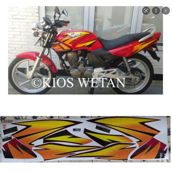 STIKER STRIPING LIS STANDAR ORI HONDA TIGER KUNING MERAH TAHUN 2001 2002 POLET