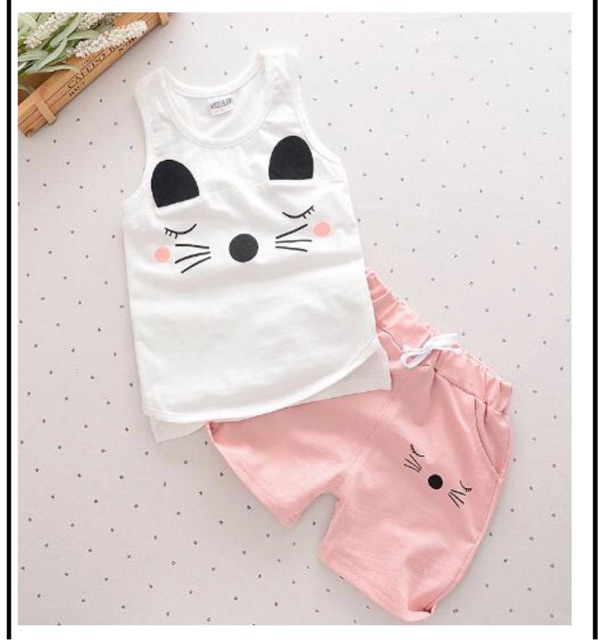 Baju Setelan anak kensi Cat / Baju import