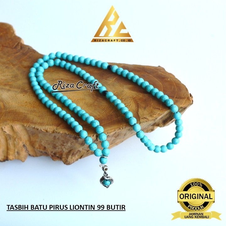 Tasbih Batu Kristal Crystal Turquoise Pirus Persia Stone Asli Original Natural 99 Butir
