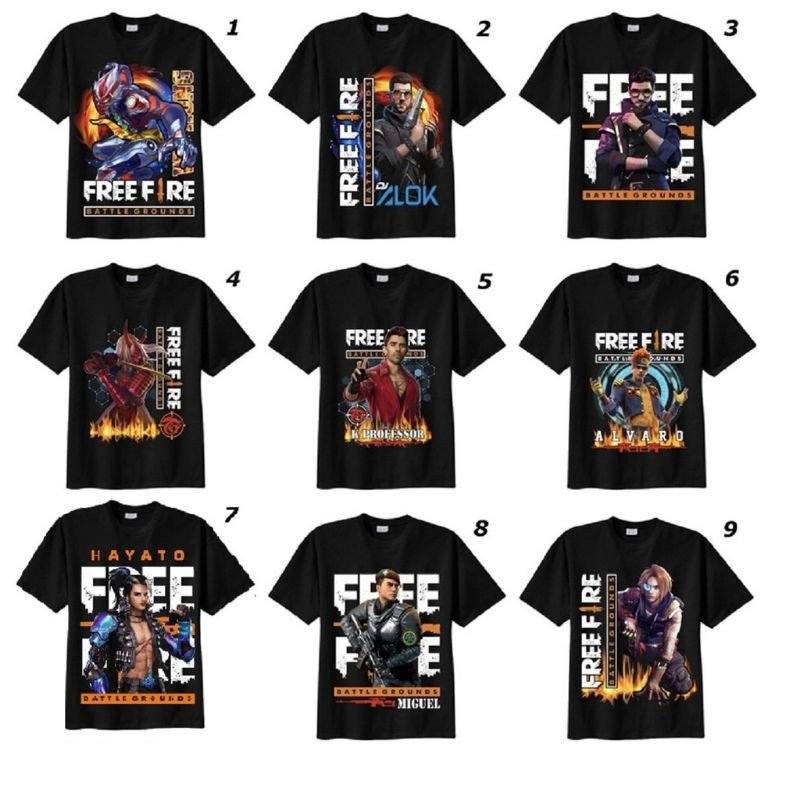 Kaos Free Fire FF Anak Sampai Dewasa Baju Games Terlaris Termurah (COD)