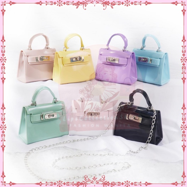 Tas Jelly Glossy Mini Hermey  | Tas Mini Rubber | Tas Jelly Mini Mutiara