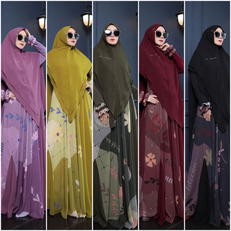 GAMIS QHALIZA ELDEENA SYARI BY KANAYA GAMIS SET KHIMAR GAMIS SERUTI