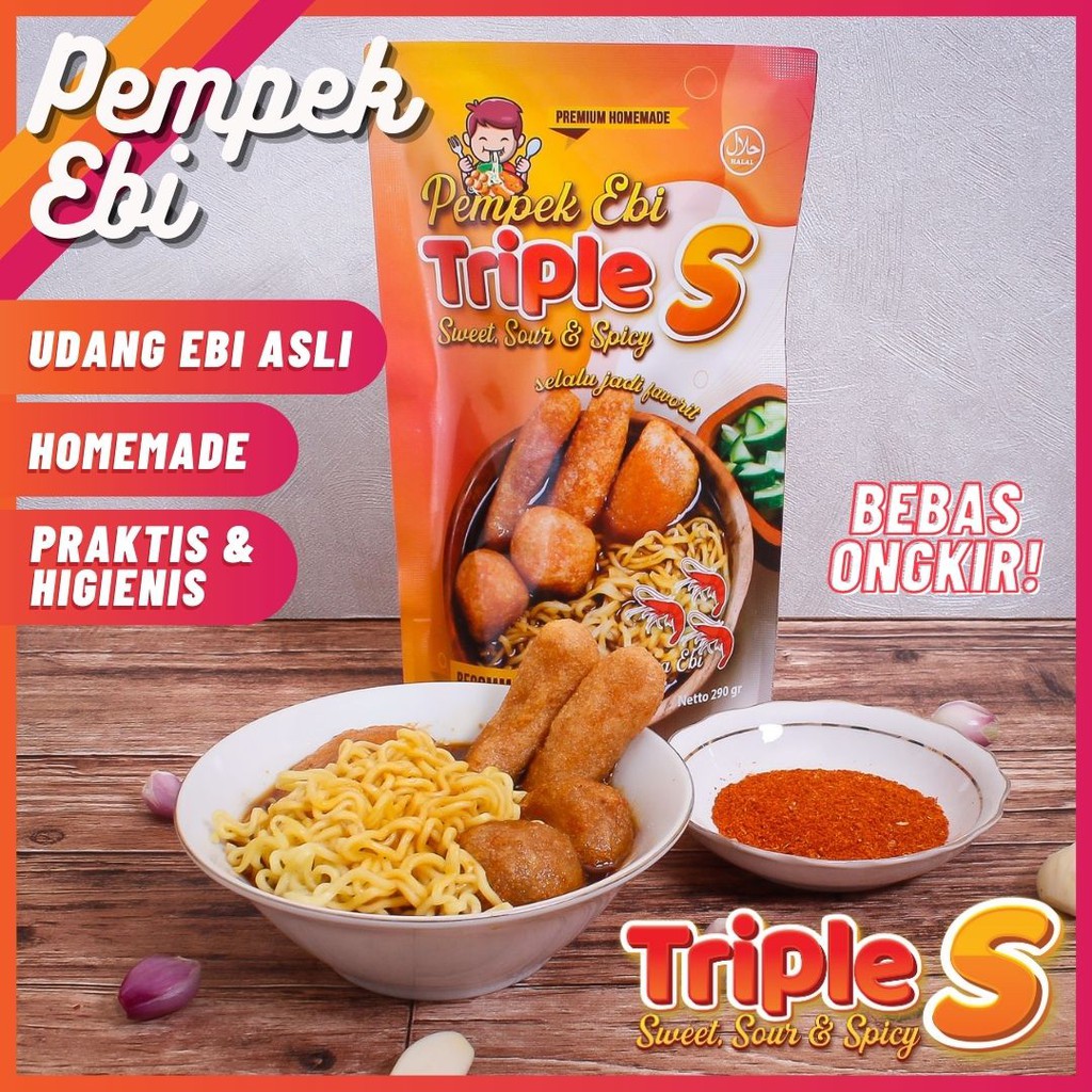 

Pempek Ebi Pempek Palembang Triple S Kapal selam lenjer baso kulit cuko instan frozen food enak