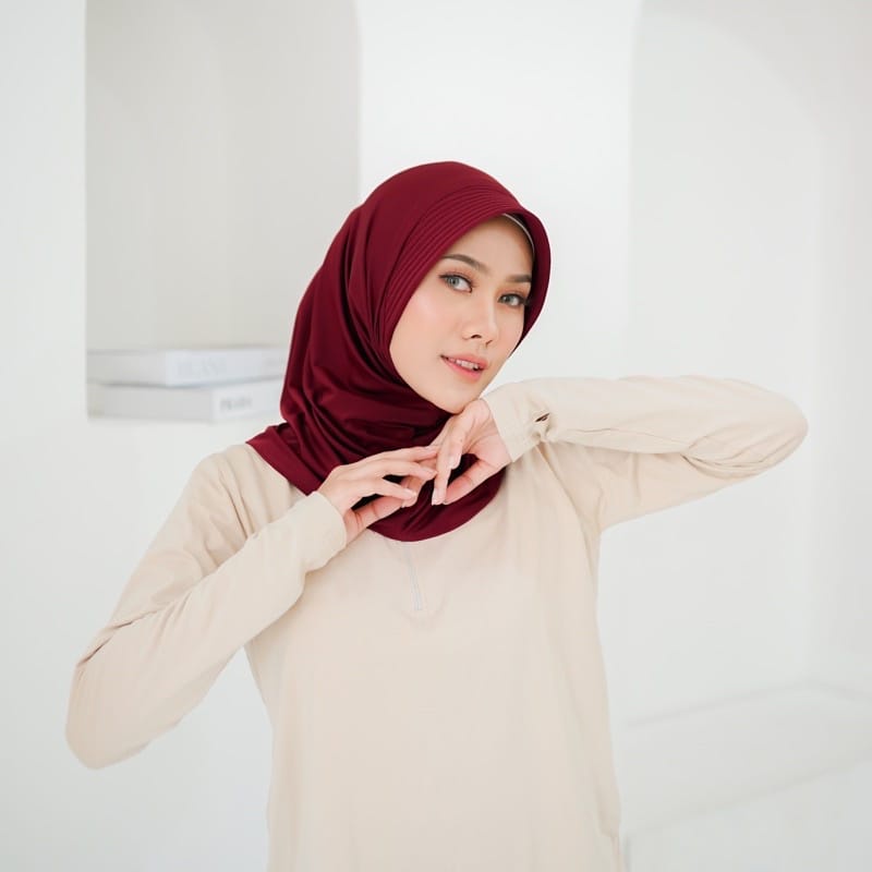 Bergo Sport Hijab Olahraga Jersey Premium Kerudung Bergo Pasar Hija'b