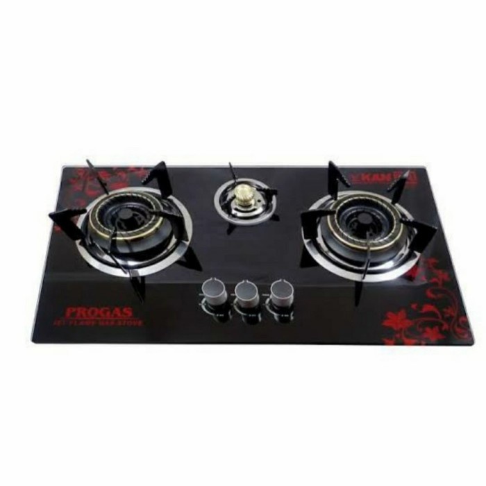 Kompor Gas Tanam 3 Tungku PROGAS Kaca SNI