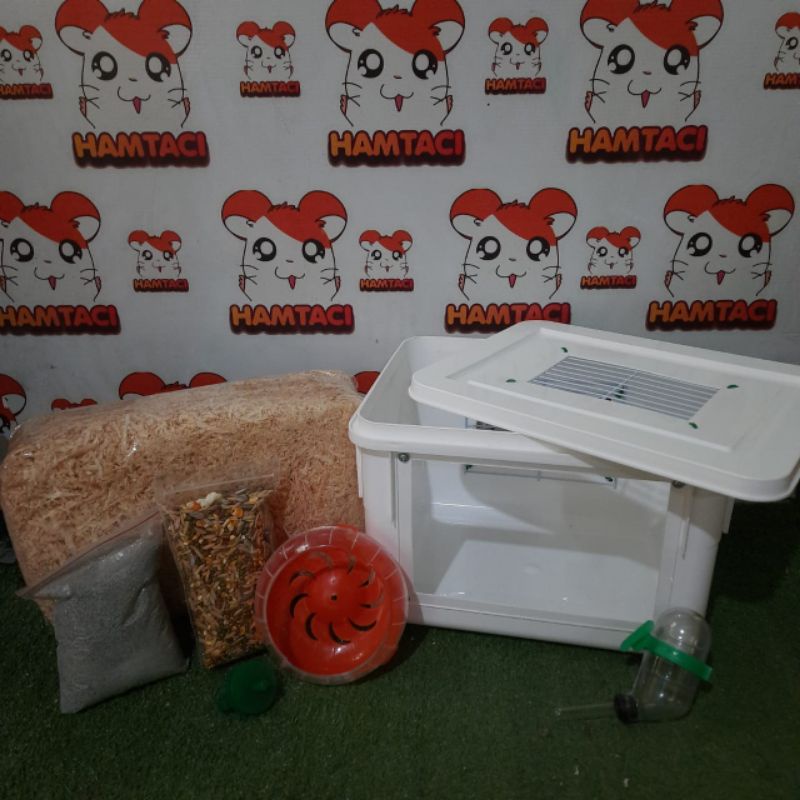 PAKET KANDANG HAMSTER KOTAK AKRILIK LENGKAP BY HAMTACI