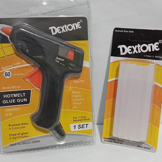 Paket Glue Gun 10W + Isi Lem 12Pcs/ PAKET MURAH ALAT TEMBAK DAN ISI LEM TEMBAK LILIN