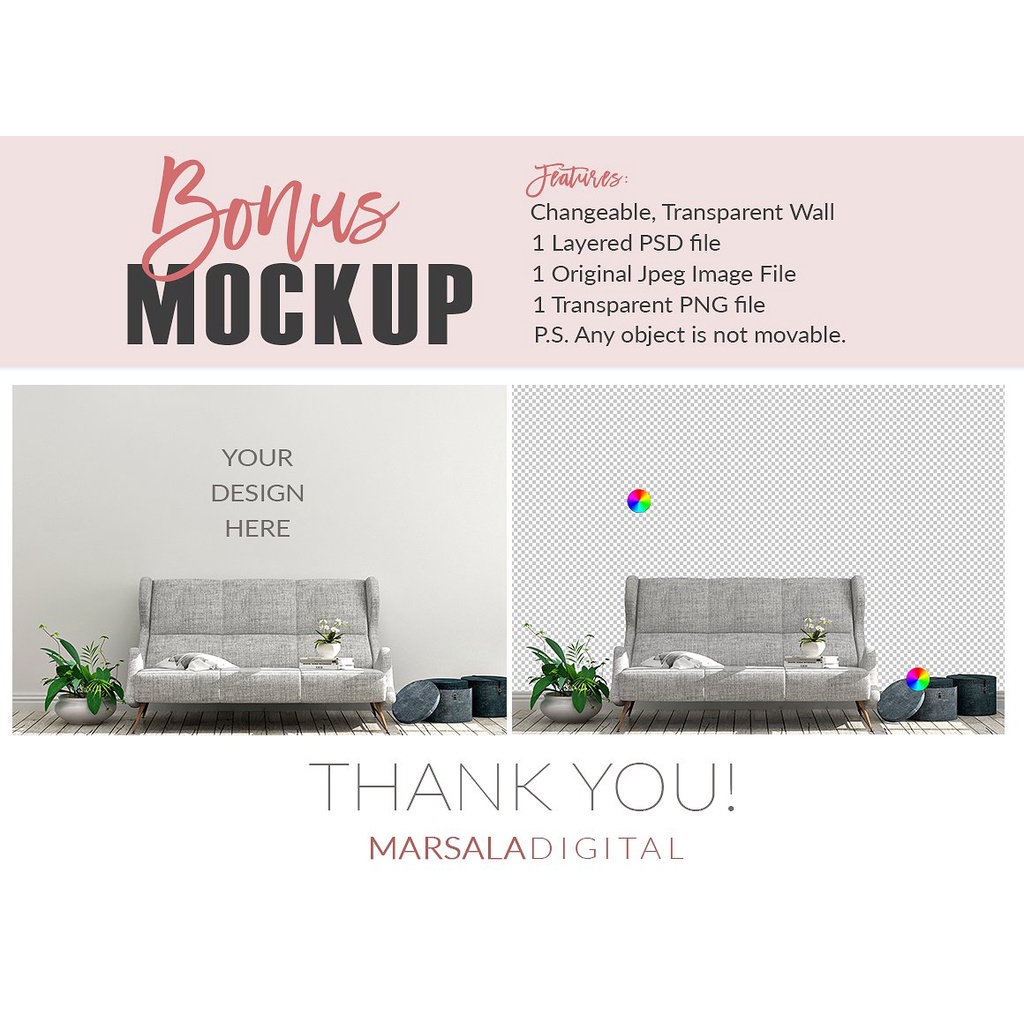 Room Mockup Wall And Frame Bundle 7 - Photoshop