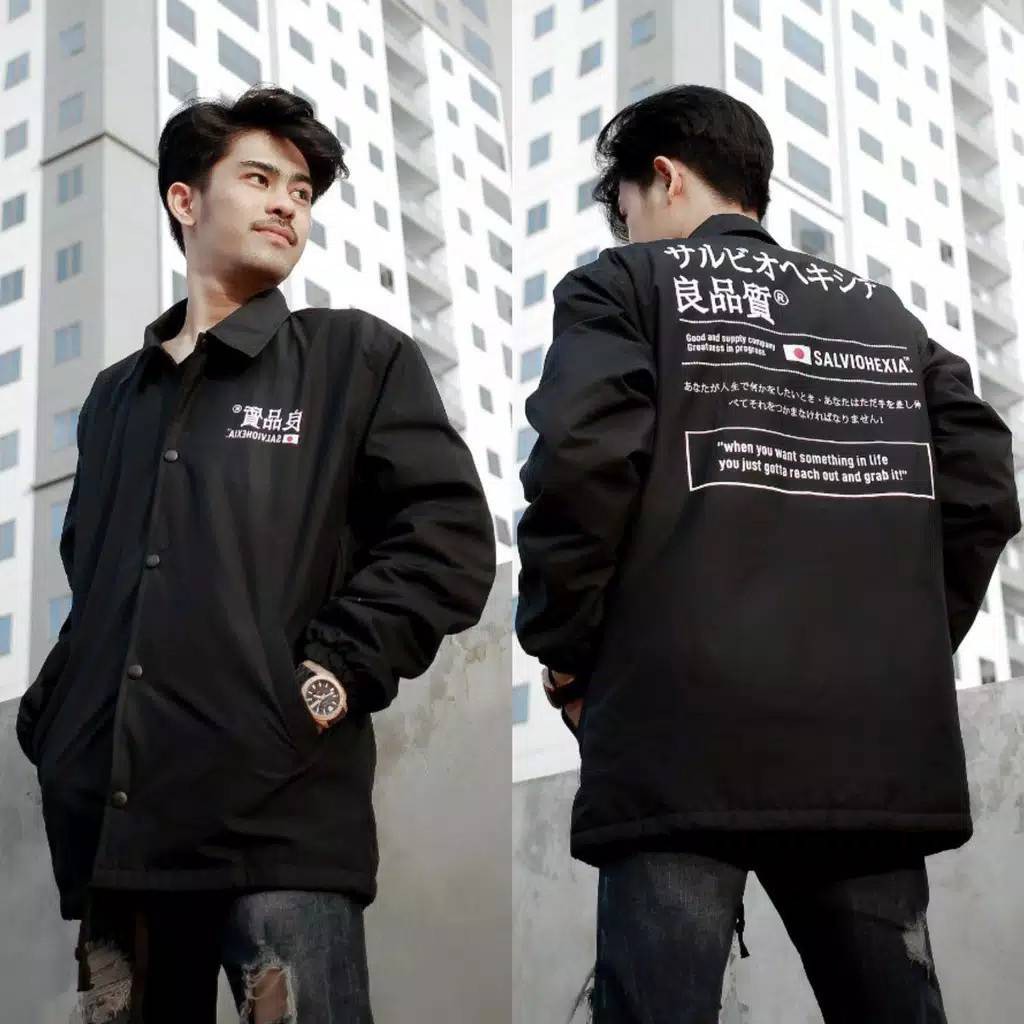JAKET PRIA - JAKET COACH SALVIO HEXIA - JAKET WINDBREAKER - JAKET PARASUT-Japan Hitam