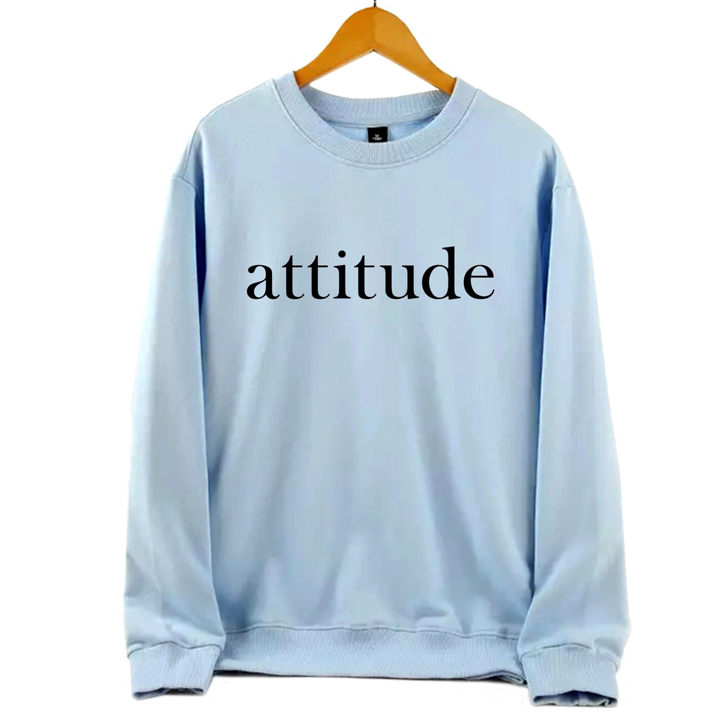 FenishaStore Sweater Oversize ATTITUDE Crewneck Wanita Terbaru Size M-L-XL-XXL Bisa Bayar Ditempat COD