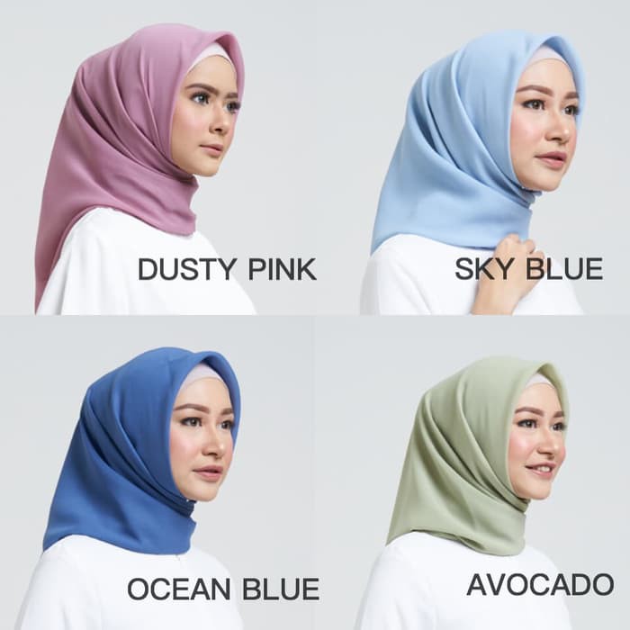 GROSIR - HIJAB / JILBAB SUPERFINE POLYCOTTON SEGIEMPAT/SQUARE - SKY BLUE SEGI EMPAT