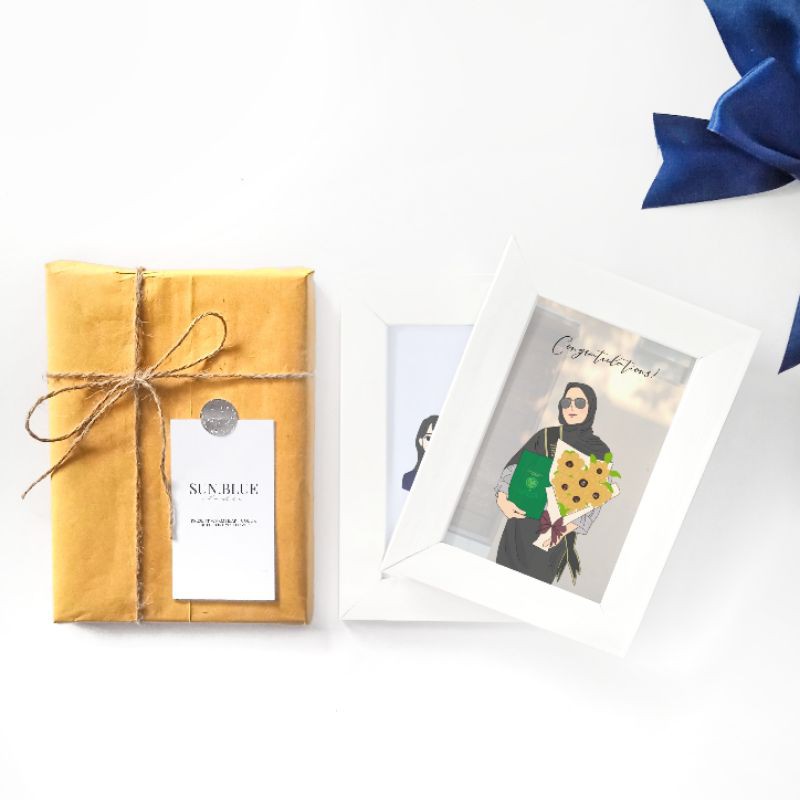 

Illustrasi Custom + Cetak + Bingkai/Frame 4R untuk Gift Ultah / Wisuda / Nikah