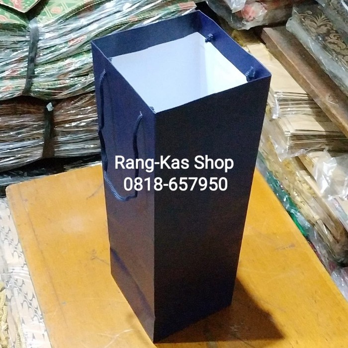 

✨ BISA COD ✨ Paper bag Botol Wine / Madu Ivory Biru dongker