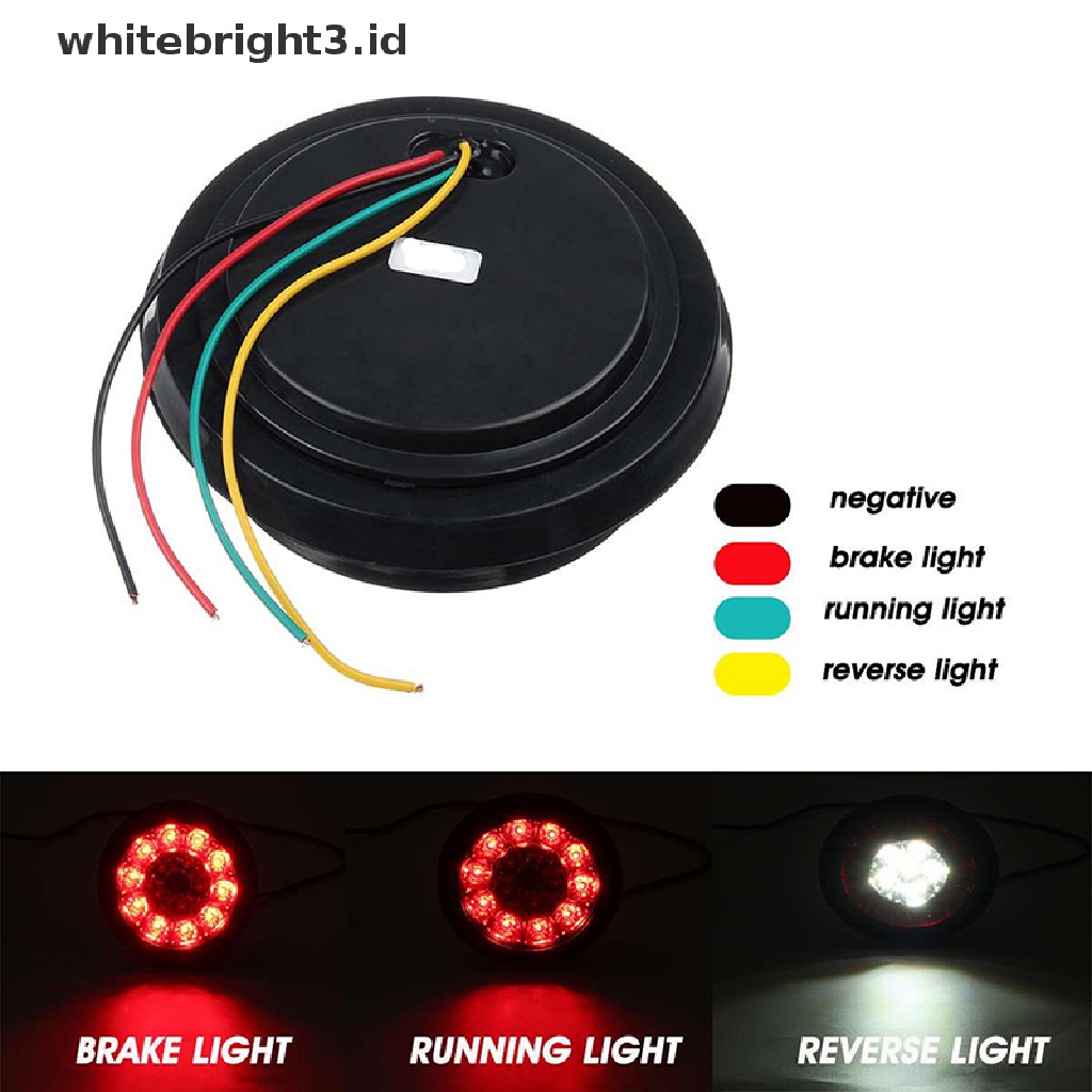 (whitebright3.id) Lampu LED 16smd Bundar 4inch Warna Merah / Amber Untuk Sein / Rem Truk / Trailer