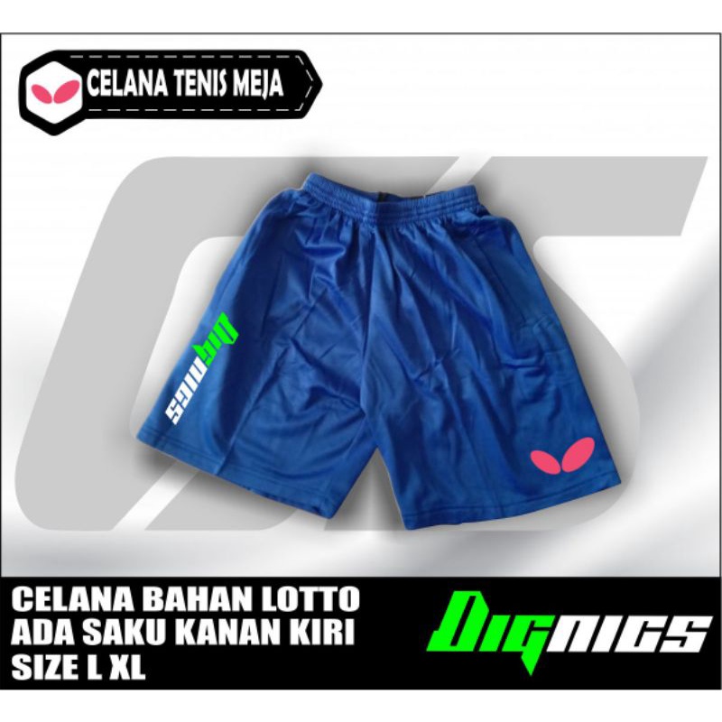 Celana pendek pria celana tenis meja celana pingpong BUTTERFLY bahan lotto ukuran L XL XXl