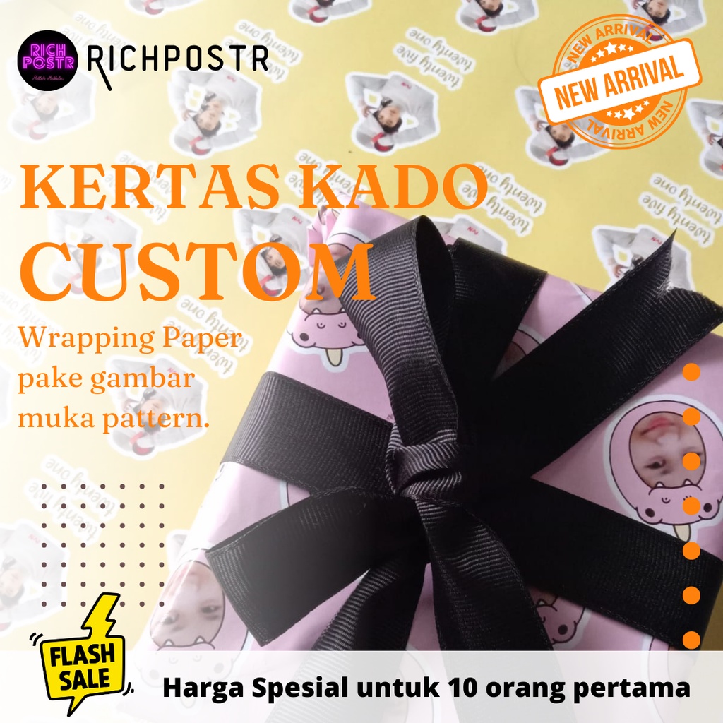 

KERTAS KADO CUSTOM (3 lembar A3+) pakai foto sendiri/idol bias kpop bts | cetak gift paper viral bungkus kado ultah ulang tahun ulangtahun birthday anak temen saudara sahabat keluarga anniversary wedding baby born lahiran richpostr